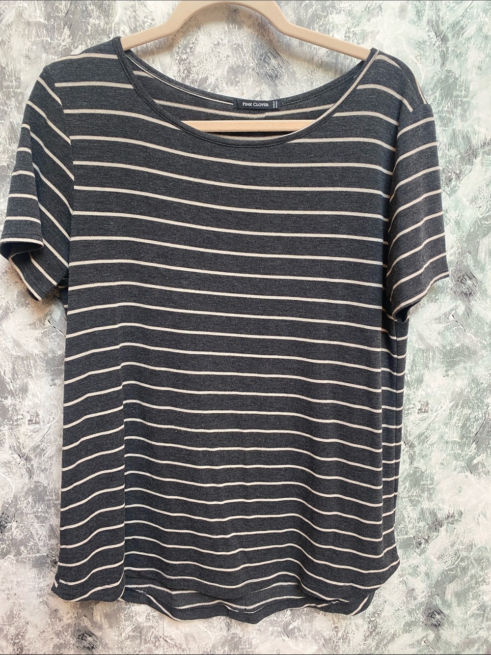 Pink Clover Navy and Cream Striped Short Sleeve Tee